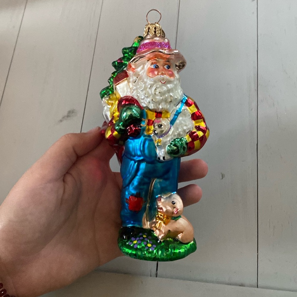 Christopher Radko farmer Santa ornament